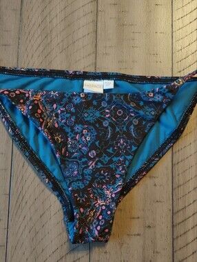 Women's Teal Floral Tie-Side Bikini Bottom
